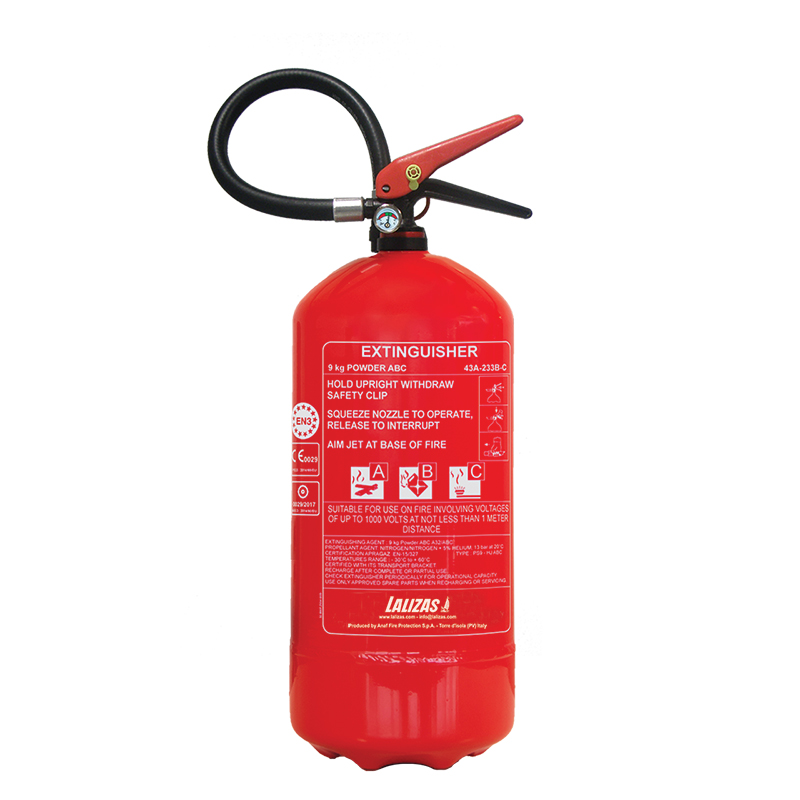 [400692] LALIZAS Fire Extinguisher Dry Powder 9kg, Stored Pressure w/wall bracket, MED (EN,ES,HR) image