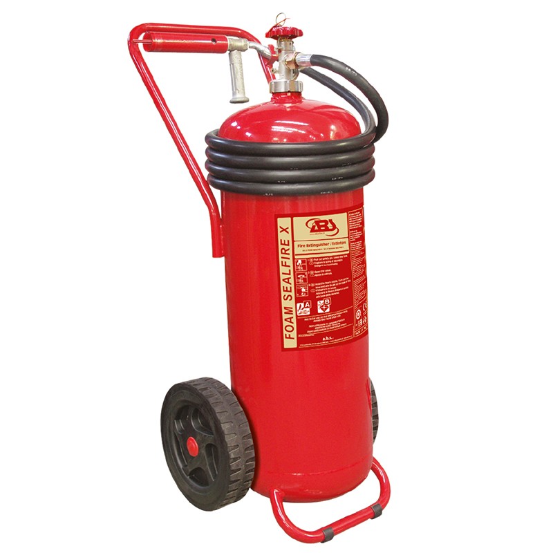 [45492] Fire Extinguisher Wheeled, AFFF Foam 50L,Stored Pressure,w/Hose,Horn &Nozzle,SOLAS/MED(EN,FR,ES,PT) image
