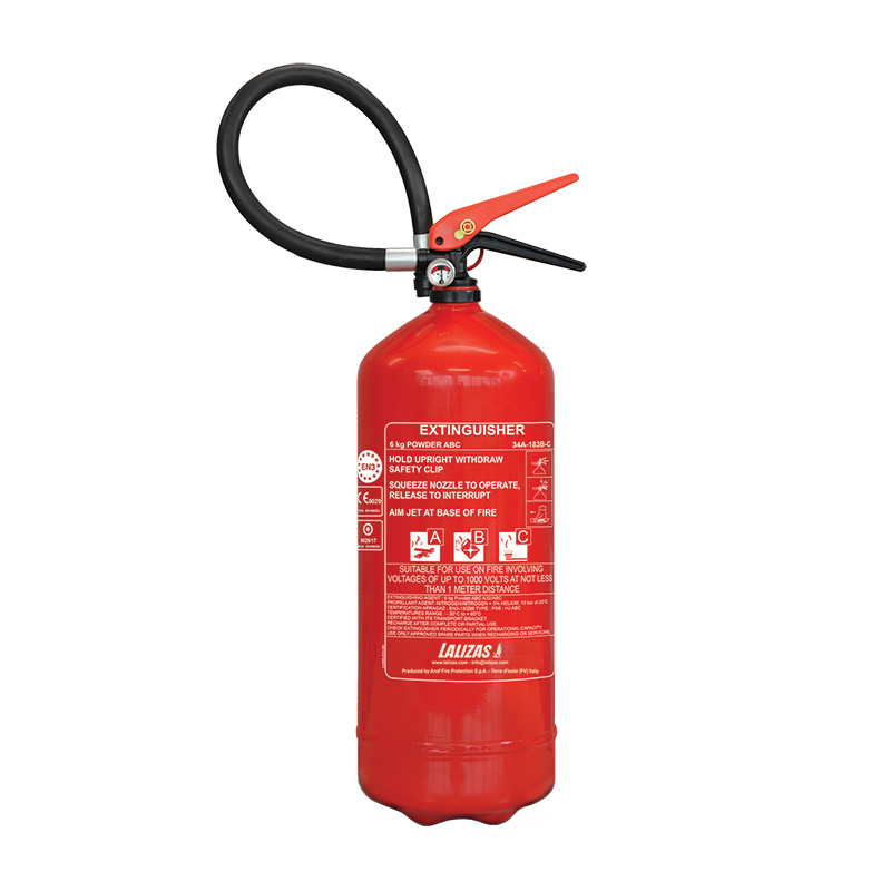 [704461] LALIZAS Fire Extinguisher Dry Powder 6kg, Stored Pressure w/wall bracket, MED (EN,IT,GR) image