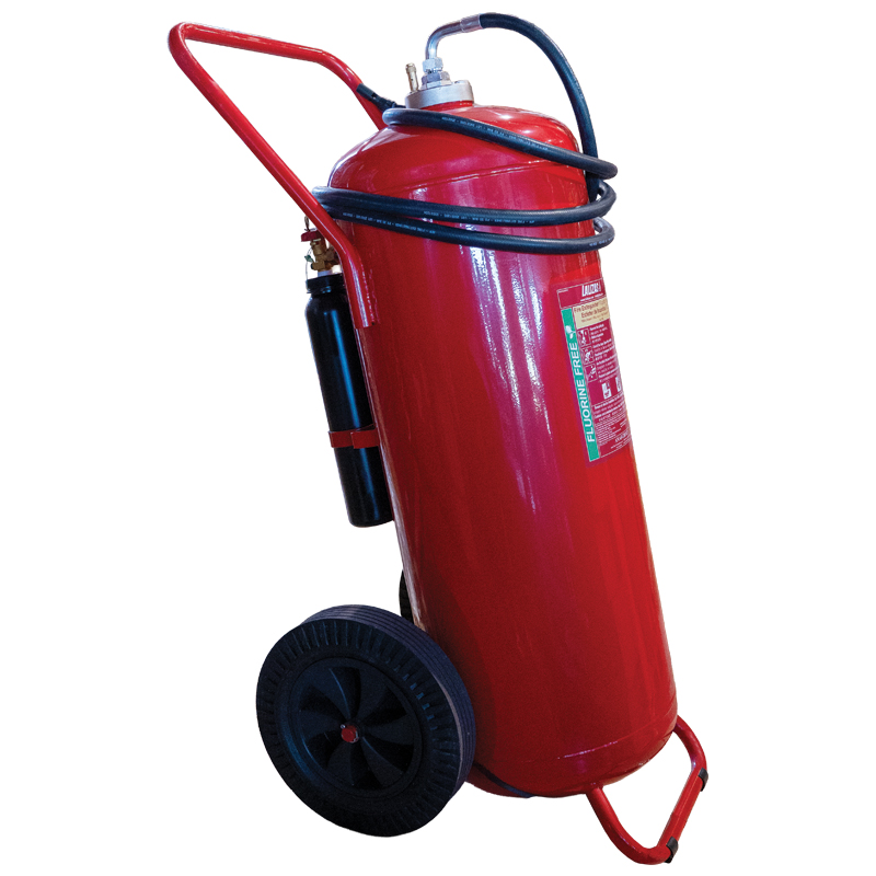 [75941] LALIZAS Fire Exting.Wheel.PFAS Free Foam,150L,Cartr.Oper,St.Steel,w/Hose&Horn,SOLAS/MED(EN,GR,ES,CN) image