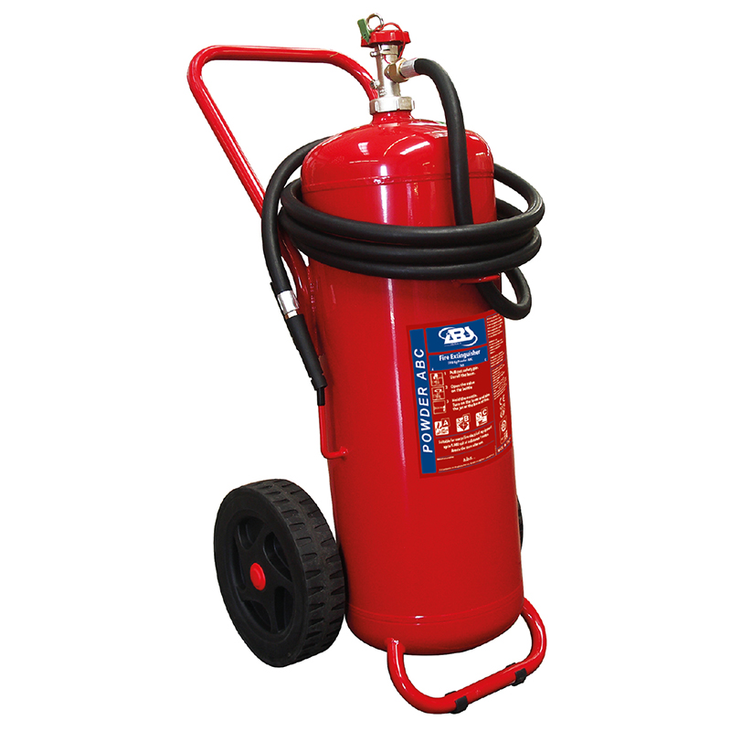 Fire Extinguisher Wheeled, Dry Powder, Stored Pressure, w/Hose & Nozzle, SOLAS/MED image