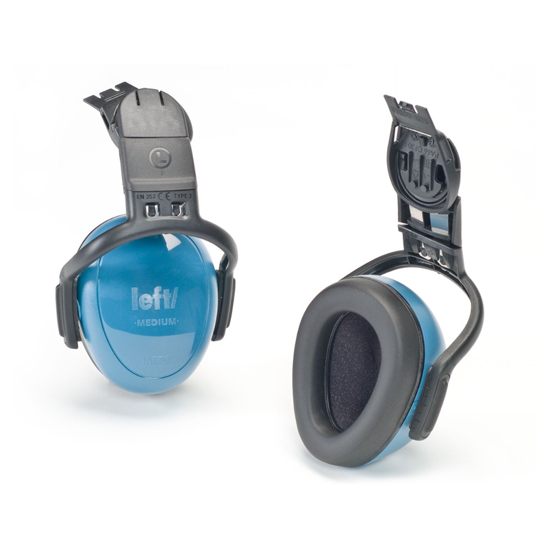 MSA Left/Right Passive Cap-Mounted Earmuff, Medium, 25 dBA NRR, Blue image