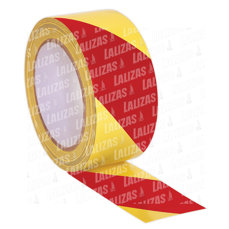 Reflective hazard warning tape, red-yellow image