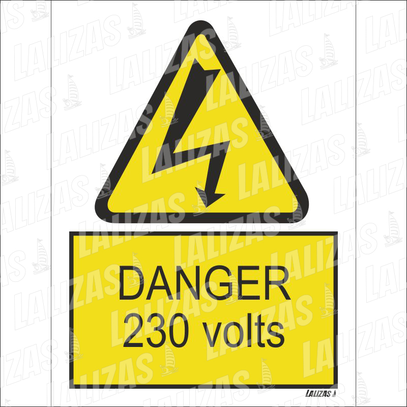 Danger 230Volts, Sign White Vinyl Self Adhesive, 7588 image