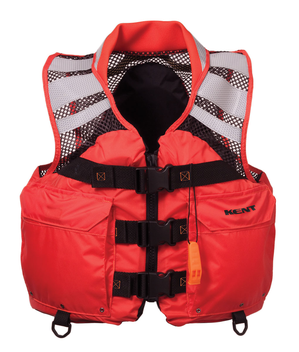 Kent Mesh Search and Rescue SAR Vest Commercial, USCG Type III PFD, 2X-Large, Orange image