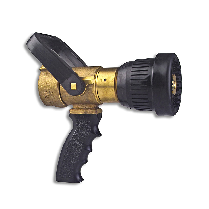 Fire Hose Nozzle, 1 1/2, Adjustable Fog Nozzle, Brass, NST —