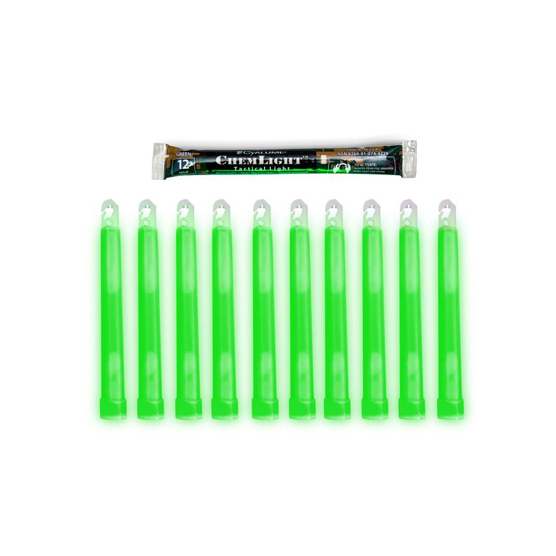 Cyalume ChemLight, Military Grade, 12 Hour, Green Colour, 6'', Pack of 10 image
